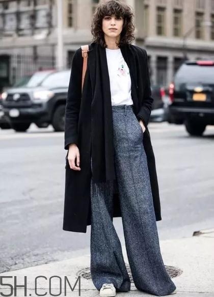 闊腿褲配大衣好看嗎？冬天闊腿褲配大衣圖片