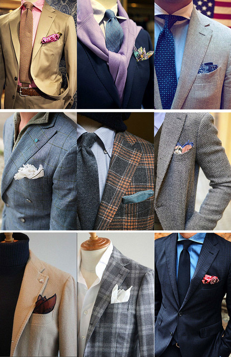 口袋巾的四種折法與面料選擇 口袋巾的四種折法與面料選擇