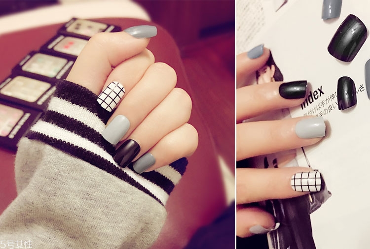 黑白灰美甲圖片 黑白灰三色漂亮美甲圖 黑白灰美甲圖片 黑白灰三色漂亮美甲圖