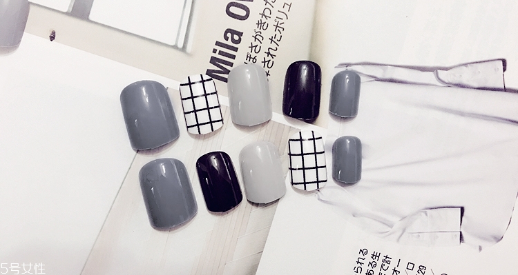 黑白灰美甲圖片 黑白灰三色漂亮美甲圖 黑白灰美甲圖片 黑白灰三色漂亮美甲圖