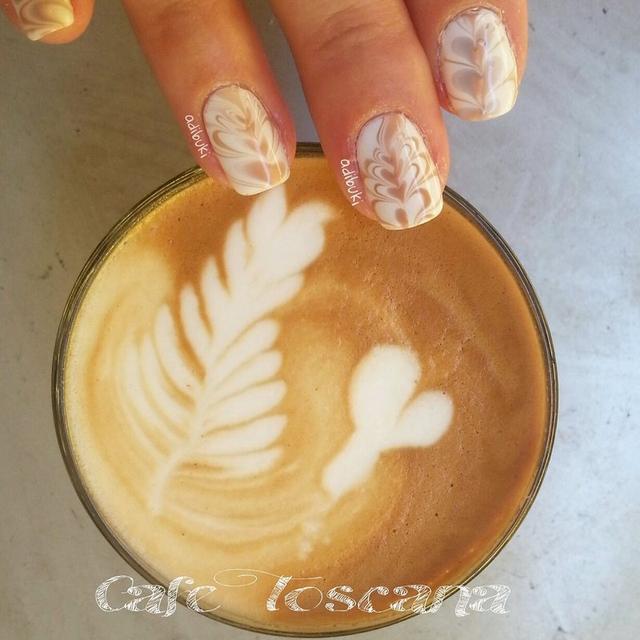 咖啡拉花美甲配什么顏色好看 拉花美甲圖片大全 咖啡拉花美甲配什么顏色好看 拉花美甲圖片大全