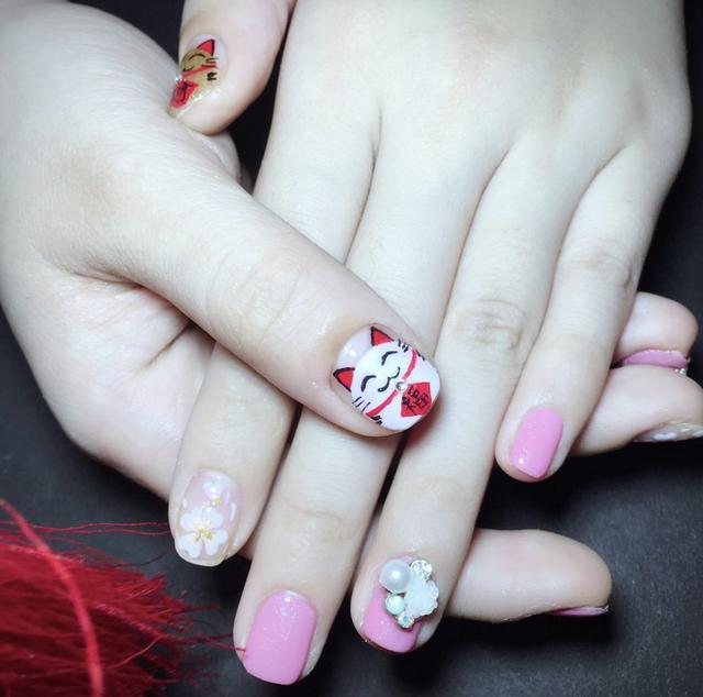 招財貓美甲圖片 軟萌的招財貓美甲 招財貓美甲圖片 軟萌的招財貓美甲